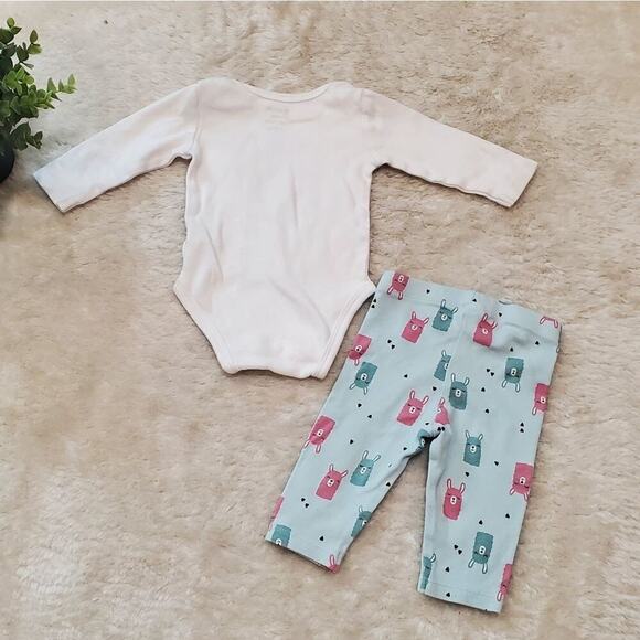 Pekkle Baby Onesie and Pants Llama Matching Set, 100% Cotton, Size 3 Months - Picture 3 of 5